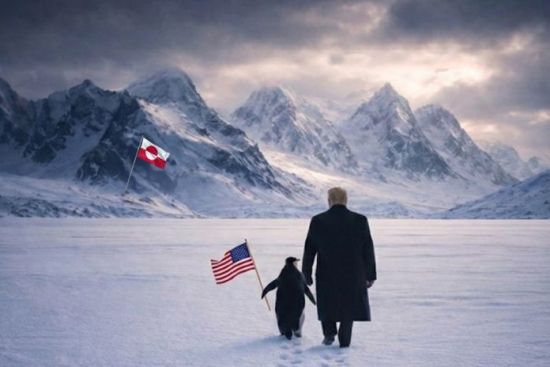 特朗普牵企鹅漫步格陵兰 白宫贴AI图闹大笑话