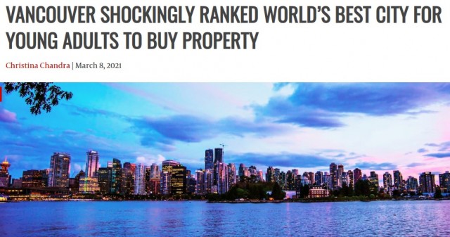 温哥华、多伦多名列全球最适合年轻人买房城市