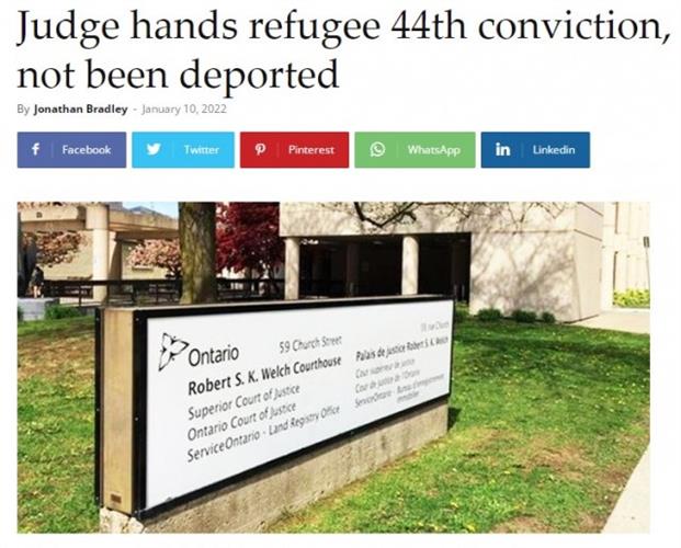 一难民被判44罪：加拿大法官质疑为何不驱逐？