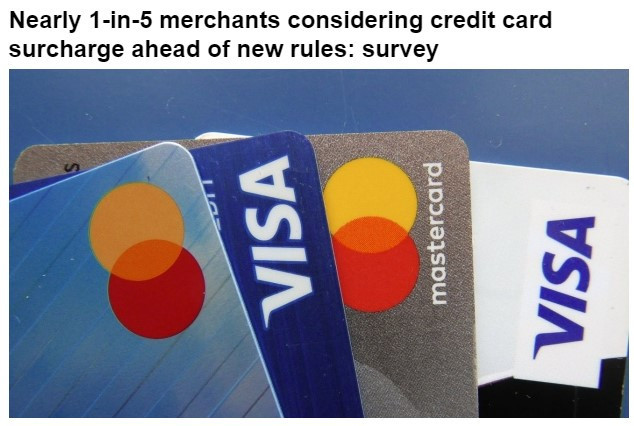 近五分之一的商家考虑收取信用卡附加费