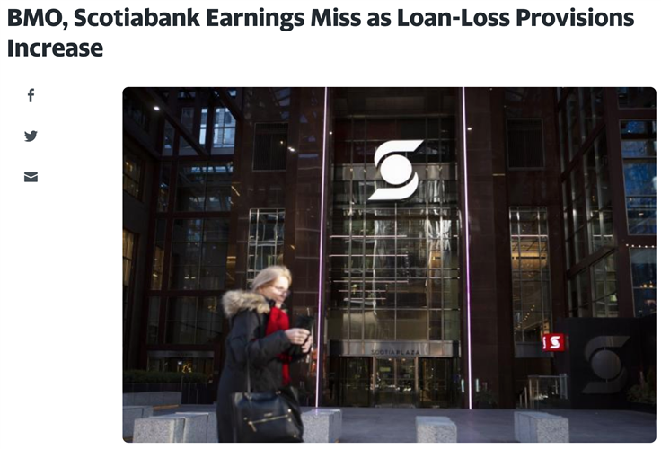 违约风险升高 加拿大两大银行巨头调高贷款损失准备金