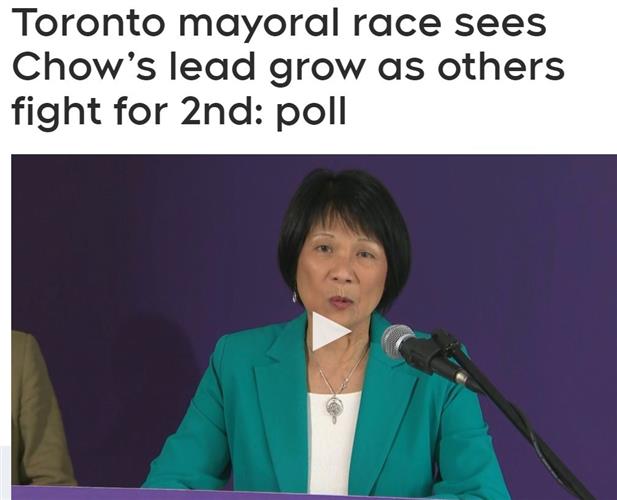 多伦多市长补选邹至蕙继续扩大领先优势，第二名竞争激烈
