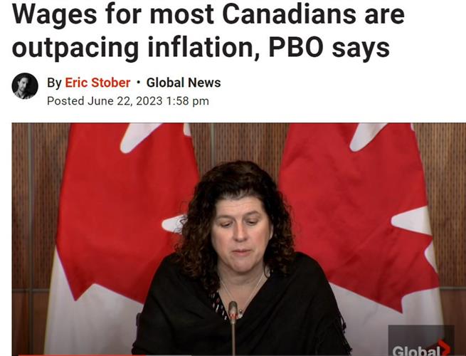 PBO表示，大多数加拿大人的工资增长超过了通货膨胀
