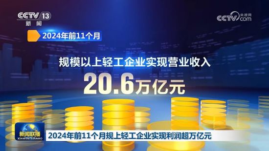 2024年前11个月规上轻工企业实现利润超万亿元